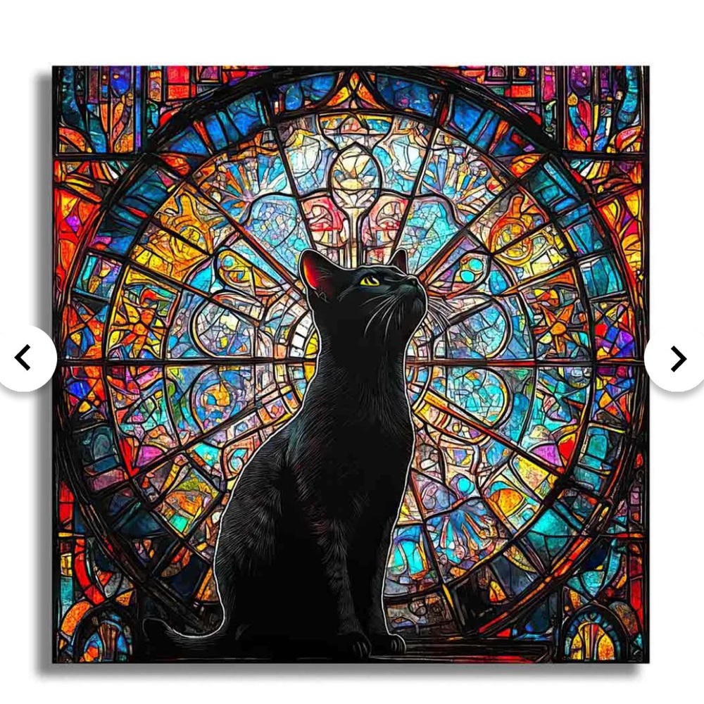Wooden Jigsaw Puzzle- stained glass cat - A5 size - Picture 2 of 5
